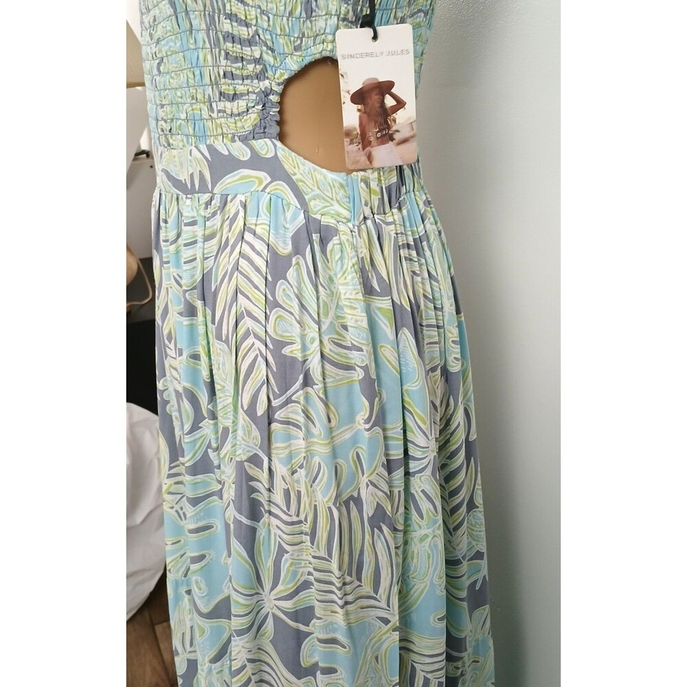 NWT Floral Maxi Dress Tube Smock Top Open Sides Beachy Boho Women's Size Large - Picture 3 of 13